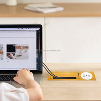 Boîte de passage de câbles encastrée en aluminium avec chargeur sans fil, gestion des câbles pour bureau, mobilier de maison