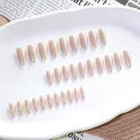 Lot de 30 faux ongles minimalistes de couleur unie, en forme d'amande, pré-dessinés, à haute brillance, style luxe léger et pur désir