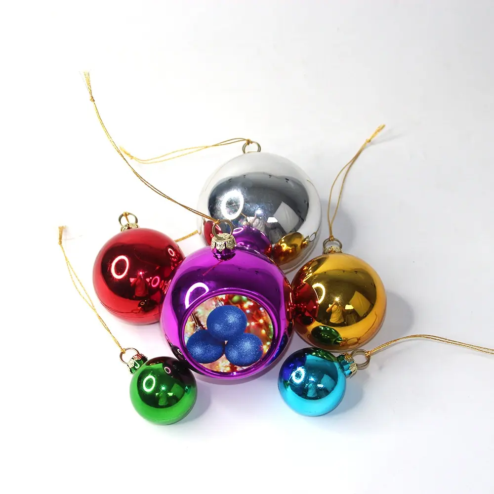 Subbank Wholesale 8CM Aluminium Christmas Tree Ornament Balls Personalized Sublimation Blanks Plastic Christmas Ball