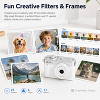 Mini Cámara Compacta 1080P Full HD, Grabadora de Video con Filtros Divertidos y Pegatinas, Carga Tipo C, Videocámara de Bolsillo para Niñas y Niños