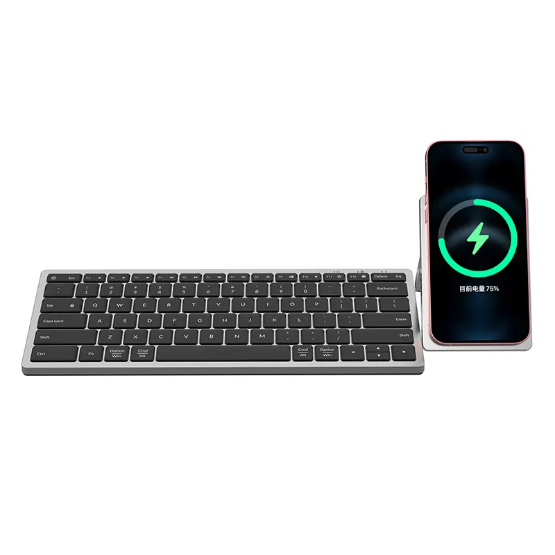 Wireless charging keyboard for mobile phone Bluetooth Rechargeable Slim Keyboard Multi-Device Ultra-Quiet Small QWERTY Keyboard