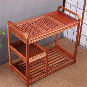 Carrito de té de madera maciza, mesa de té portátil con estante de almacenamiento para uso doméstico - Product Image 4
