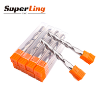 Fresa espiral de carburo sólido personalizada para tallado de madera CNC, 2 filos, 6mm, 6*25*50, fresa de extremo esférico para acrílico y madera