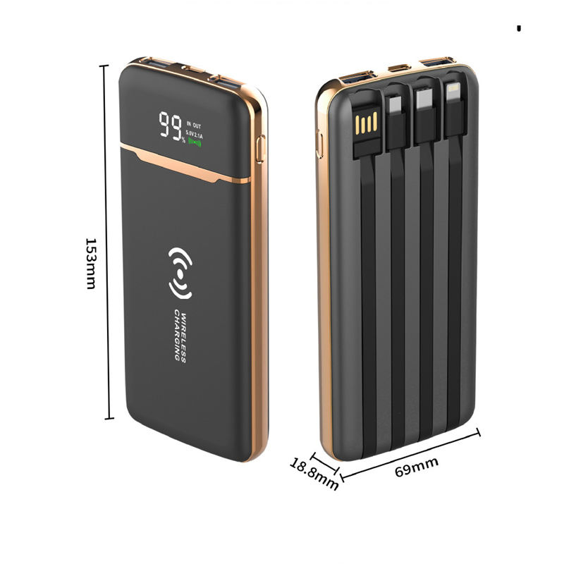High Capacity Portable Power Bank 10000mah with Wireless Charger