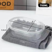 Longue forme ronde emporter contenants alimentaires jetables emballage PET boîte à gâteau transparente boîte d'emballage de gâteau avec couvercle