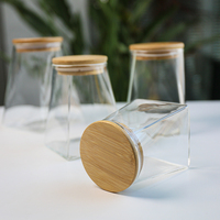 Pot de conservation alimentaire en verre borosilicate de haute qualité avec couvercle en bois hermétique, récipient alimentaire en verre, bocal en verre