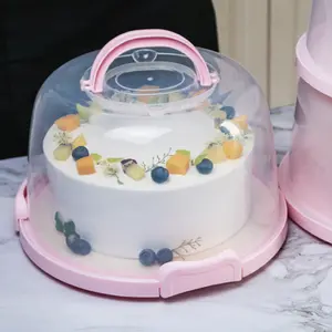 批发双酚a免费塑料蛋糕圆顶盖甜点蛋糕架容器载体