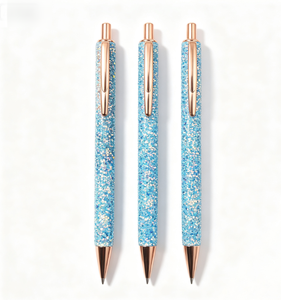 Stylo bille métallique durable à paillettes liquides, encre noire et bleue, impression sérigraphique personnalisée, pour cadeau promotionnel de mariage pour femme - Product Image 1