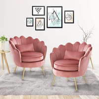 Fauteuil d'appoint moderne en velours capitonné avec dossier ailé et pieds dorés, canapé de salon rembourré, mobilier de maison confortable, vente en gros