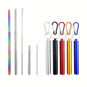 Colorful Reusable Collapsible Portable Telescopic <b>Metal</b> <b>Straw</b> Case Eco-Friendly Certified Custom Logo Factory Direct - Product Image 1