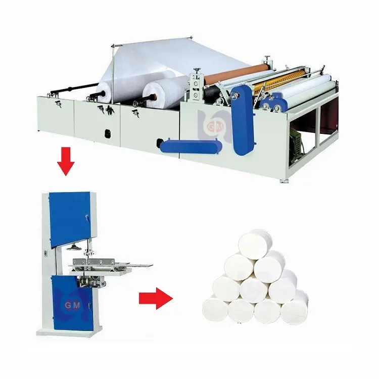 Toilet paper roll making machine for small toilet paper roll, toilet jumbo roll rewinding machine with cutter