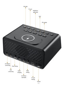 Altavoz BT <span class=keywords><strong>de</strong></span> carga inalámbrica, <span class=keywords><strong>reloj</strong></span> despertador LED, soporte <span class=keywords><strong>de</strong></span> muelle, Radio Fm, cargador rápido USB, nuevo <span class=keywords><strong>reloj</strong></span> <span class=keywords><strong>de</strong></span> dormitorio <span class=keywords><strong>de</strong></span> Hotel - Product Image 3