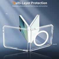 Casing Ponsel Magnetik Transparan untuk Samsung Galaxy Z Flip 8 Anti Kuning Anti Gores Penutup Ponsel Akrilik untuk Galaxy Z Flip 7 SM008