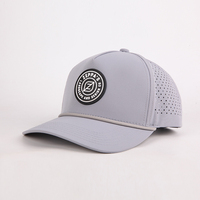 Casquette de sport structurée à 5 panneaux avec logo personnalisé, perforations laser, patch en PVC caoutchouc à séchage rapide, pour le baseball et le golf