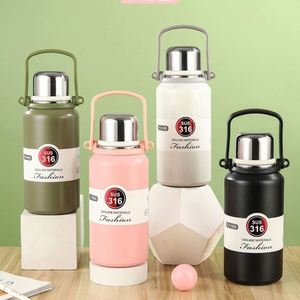 Tazas Termo de Acero Inoxidable 316 con Tapa y Asa, Ecológicas, con Pajita Abatible, Ideales para Viajes al Aire Libre, Venta Caliente - Product Image 1