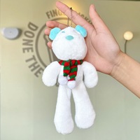 Porte-clés à breloques de poupée en peluche ours en peluche de noël 15cm Kawaii sac à dos animal de dessin animé mignon pendentif décor doux porte-clés en peluche