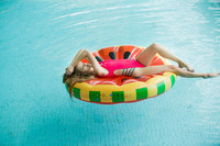 Flotador redondo personalizado para playa, piscina, lago, fruta, limón, sandía, cama de aire, colchón de salón