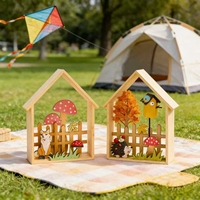 Ornement personnalisable en bois en forme de petite maison pour la Fête de la Moisson d'Automne - Décoration de bureau artisanale 3D pour la vente en gros de décorations de Thanksgiving