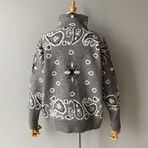 Manteau en tricot jacquard à col roulé, nouvelle mode printemps 2026, <span class=keywords><strong>cardigan</strong></span> rétro polyvalent à fermeture éclair pour <span class=keywords><strong>femme</strong></span>, pull en tricot à manches longues - Product Image 4