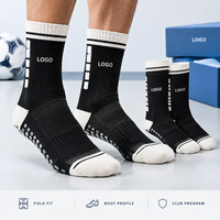 Chaussettes de football antidérapantes avec pointes renforcées, noires et ivoire, en Spandex et Nylon, semelle antidérapante, ajustement parfait pour les bottes, talon et pointe renforcés