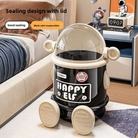 Poubelle à capuchon en plastique anti-odeur de grande taille en forme d'astronaute, style spatial, pour intérieur/extérieur, poubelle à induction tactile