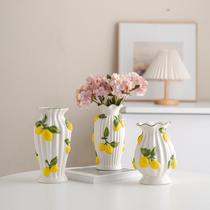 Jarrón Decorativo de Cerámica Creativo y Ecológico de Estilo Moderno Contemporáneo con Diseño de Limón, Jarrón para Flores Secas para Decoración del Hogar - Product Image 2
