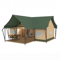 Cabane de glamping avec salle de bain, tentes Safari Lodge en toile et bois, pour hôtels, resort de luxe avec extérieur, pour maisons personnalisées