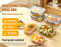 Lot de 10 boîtes alimentaires hermétiques en verre, résistantes à la chaleur, pour la conservation des aliments frais, 1040 ml et 370 ml, rectangulaires, pour fruits et bento