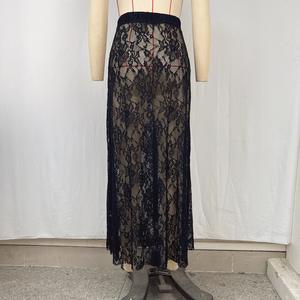 <span class=keywords><strong>2025</strong></span> bureau dame noir voir à travers longue jupe dentelle creux élastique jupe Sexy élégant fête jupes - Product Image 2