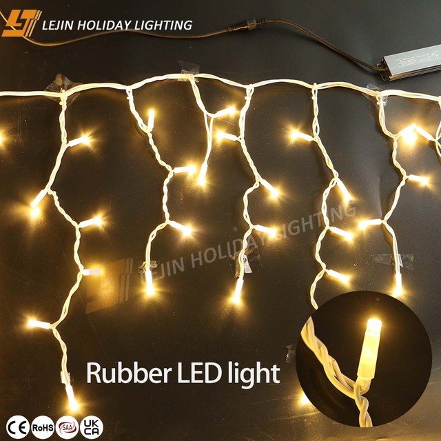 Christmas Holiday Lighting Warm White Rubber Led Icicle Light for Outdoor Decoration