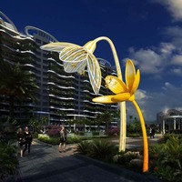 Personnalisé étanche commercial carré extérieur Led fleur forme modélisation lumière scénique éclairage paysage lumières décoratives