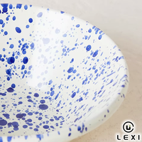 Ensemble de 2 bols en céramique faits à la main, motif éclaboussures bleu et or, plat de service décoratif pour la maison, la cuisine, la table, cadeau