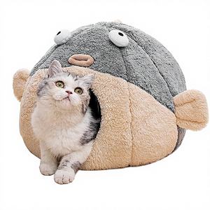 Modernes Plüsch-Fleece Katzenbett-Höhle mit Abnehmbarem Gepolstertem Kissen Weiche Polsterung Warmes Winterdesign für den Innenbereich - Product Image 1