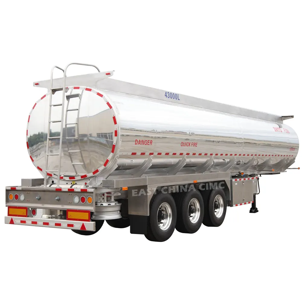 12 Wheels 42000Liters 45Tons Aluminium Fuel Crude Oil Tank Trailer 3 Compartment Water Milk Tanker With Pump