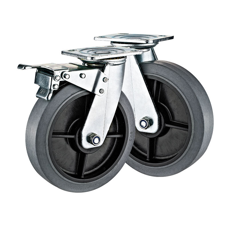 450kg Heavy Duty Caster 4 5 6 8 Inch Iron Core PU / TPR / Rubber Wheel With Brake for Factory Carts Industrial Trolley Wheels