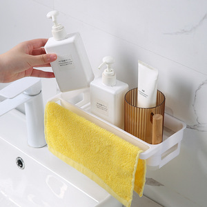 White Plastic Sink <b>Shelf</b> With <b>Suction</b> Cup For <b>Bathroom</b> Storage Basket 2nd Floor PP Material - Product Image 2