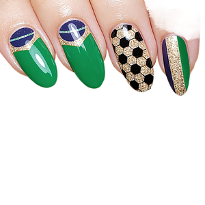 Film de vernis à ongles rayé, autocollant adhésif pour nail art, motif drapeau de football, couverture complète, pour salon et DIY - Product Image 1