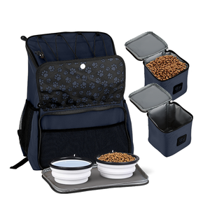 Zaino da Viaggio per Animali Domestici Everich, Popolare Modello Stampato per Cani e Gatti con Due Contenitori per Cibo, Chiusura a Zip e Parte Superiore in Rete - Product Image 5