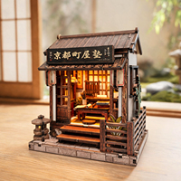 Kit de bricolage 2026 : Mini-maison d'architecture japonaise en bois, puzzle 3D avec éclairage LED, maison de poupée Y-TOP, décoration artisanale, cadeau