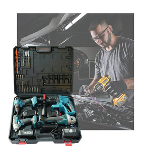 Ensemble complet d'outils électriques : perceuse sans fil, clé à chocs, meuleuse d'angle et marteau perforateur (personnalisation OEM disponible) Quatre pièces - Product Image 2