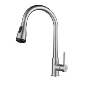 Torneira de cozinha removível para pia, torneira misturadora montada na plataforma com pulverizador em aço inoxidável 304 latão moderno