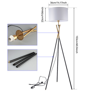 Lampadaire Tré<span class=keywords><strong>pied</strong></span> en Métal avec <span class=keywords><strong>Abat</strong></span>-<span class=keywords><strong>jour</strong></span> en Tissu, Culot E27, Interrupteur au <span class=keywords><strong>Pied</strong></span> pour Salon, Chambre, Bureau, Décoration Intérieure, Luminaire <span class=keywords><strong>sur</strong></span> <span class=keywords><strong>Pied</strong></span> - Product Image 6