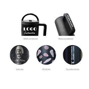 Gobelet à eau en acier inoxydable pour sublimation, tasse à café, gobelet de 40 oz avec poignée, paille et couvercle - Product Image 2