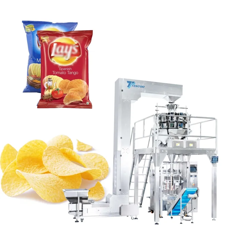 Automatic Vertical Cassava Banana Plantain Potato Chips Corn Packing Machine With Nitrogene