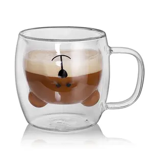 Niedliche Tassen Glas Doppel wand Isolierglas Espresso tasse Kaffeetasse Tee tasse Milch Cuup Bestes Geschenk für Büro und persönliche Geburt