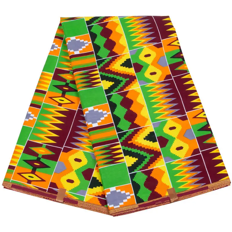 Hete Verkoop Afrikaanse Kitenge Echte 100% Katoen Java Wax Design Print Nederlandse Stof 6 Yards Ghana