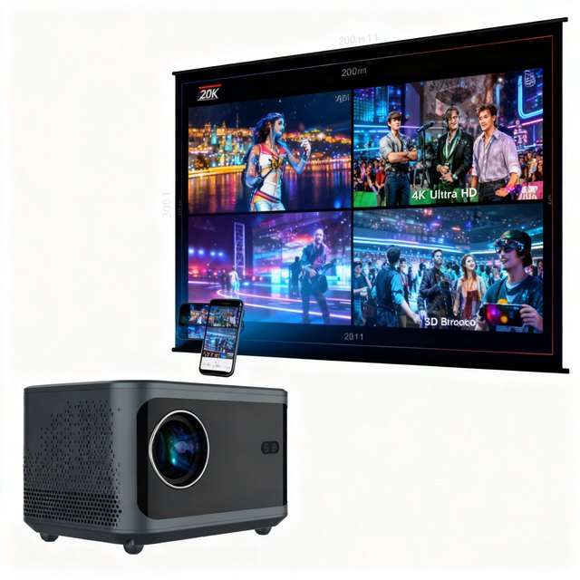 JY540 Portable Projector 1080p HD Smart Android 13 Home Theater Projector 4K Support Auto Focus 600 Lumens WiFi Multimedia