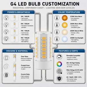 Ampoule G4LED 3W SMD2835LED en céramique pour usage intérieur 12V AC/DC 2700-6000K Lumière du jour CRI 80 Dimmable - Product Image 2