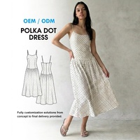 Fabricants de vêtements de haute qualité en marque privée, robe midi à pois personnalisée pour femmes, vêtements décontractés et de vacances