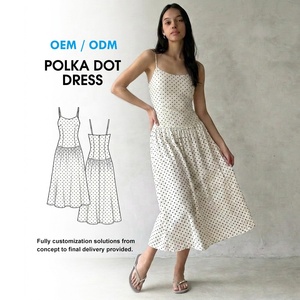 Produttori di Abbigliamento di Alta Qualità con Marchio Privato, Abito Midi a Pois Personalizzato per Donna, per Uso Casual e Vacanze - Product Image 1
